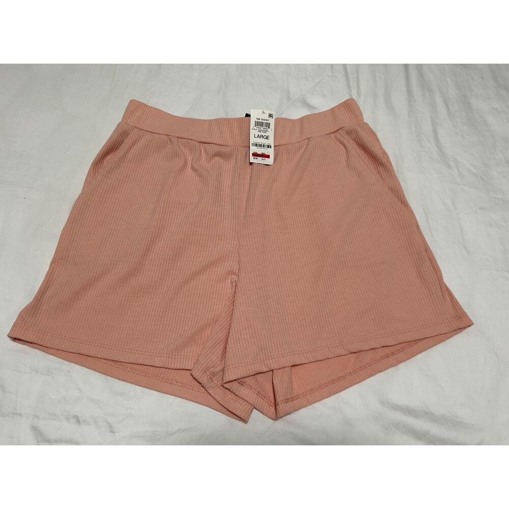Ideology Womens Ribbed Shorts Casual Loungewear Pink Rose Large Made USA New B47